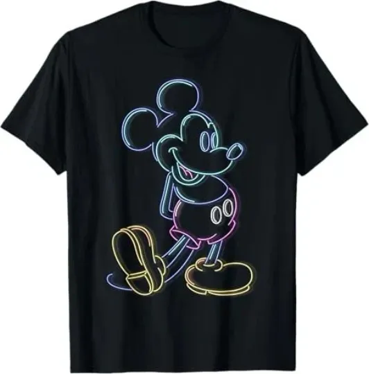 Discover Disney Mickey And Friends Mickey Mouse Neon Line T-Shirt