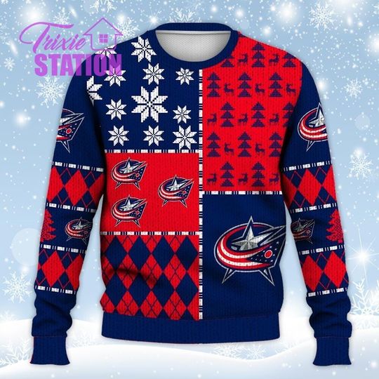 CBJ Ugly Sweater Christmas, Ice Hockey Sweatshirt Pattern 3D All Over Print Hoodie, Shirt Xmas Full Print