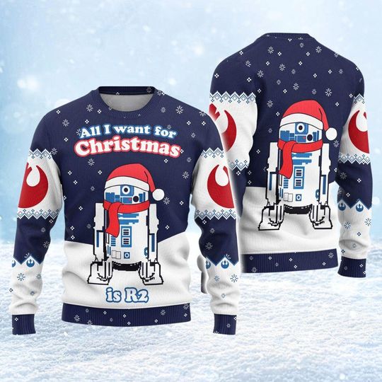 Discover All I Want For Christmas Is R2 Ugly Christmas Sweater, Star Wars Sweater, Disney Characters Shirt, Magic Kingdom Gift, Holiday Costume