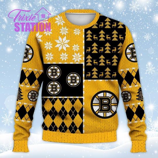 Discover BB Ugly Sweater Christmas, Ice Hockey Sweatshirt Pattern 3D All Over Print Hoodie, Shirt Xmas Full Print