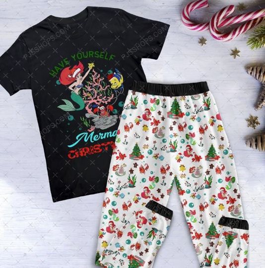 The Little Mermaid Holiday Pajama Set, Christmas Pajamas Set, Family Pajamas