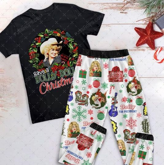 Dolly Parton Pajamas Set, Holly Dolly Family Pajamas, Christmas Family Sleepwear