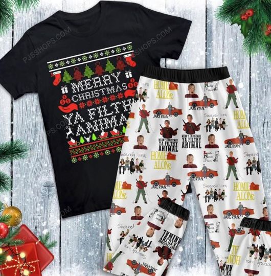 Home Alone Christmas Pajama Set, Family Pajamas, Ya Filthy Animal Family Sleepwear