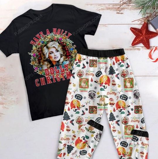 Have A Holly Dolly Christmas Pajama Set, Dolly Parton Family Pajamas