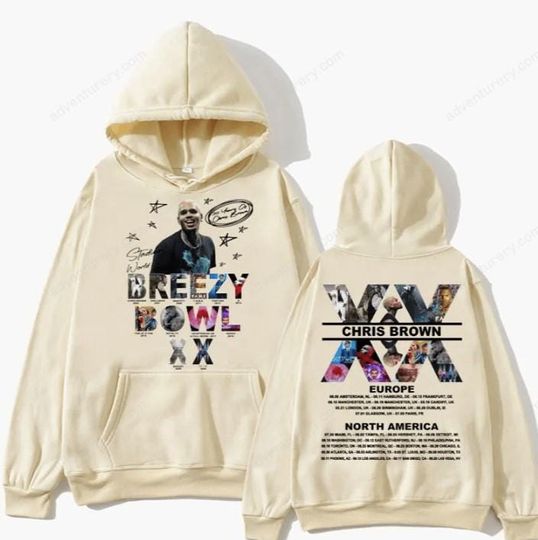 Chris Brown Breezy Bowl XX Concert Double Sided Hoodie