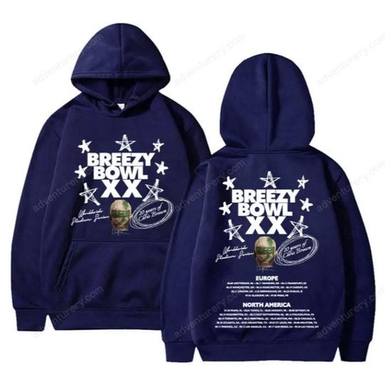 Chris Brown Breezy Bowl XX Tour 2025 Hoodie Men Women Vintage Double Sided Hoodie