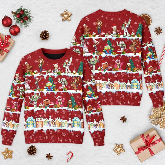 Discover Toy Story Ugly Christmas Sweater, Disney Toy Story All Character Xmas Sweatshirt, Toy Story Family Group Christmas Gift For Men Women