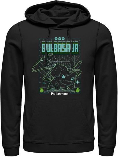 Fifth Sun Men's PKM Bulbasaur Retro Grid Pull Over Hoodie