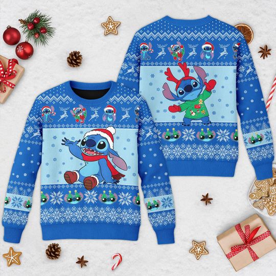 Discover Stitch Christmas Ugly Sweater, Disney Ugly Sweater, Disneyland Trip Xmas Shirt, Magic Kingdom Xmas Sweater, Family Christmas Sweatshirt