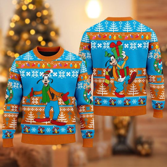 Discover Disney Goofy Ugly Christmas Sweater, Mickey Mouse Xmas Sweatshirt, Goofy Dog Character Christmas Gift For Men Women Kid, Disney Ugly Sweater