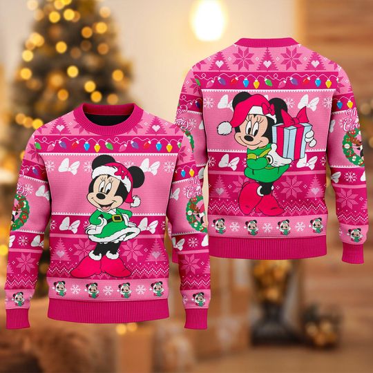 Discover Disney Minnie Mouse Ugly Christmas Sweater, Mickey Mouse Movie Xmas Sweatshirt, Minnie Mouse Christmas Gift For Men Women Kid