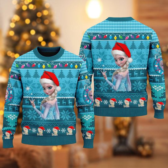 Discover Elsa Frozen Ugly Christmas Sweater, Disney Frozen Xmas Sweatshirt, Elsa Princess Character Frozen Christmas Gift For Men Women Kid