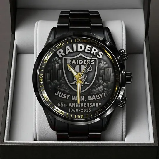 Raiders 65th Anniversary 2025 Black Stainless Steel Watch