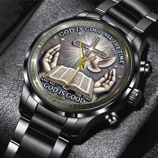Discover God Is Good Black Stainless Steel Watch
