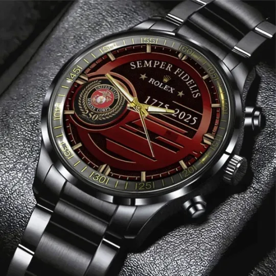 Discover US Marine Corps Black Stainless Steel Watch