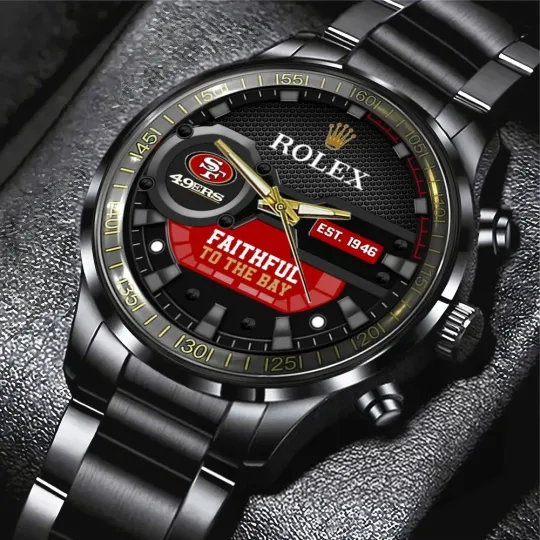 49ers Black Stainless Steel Watch