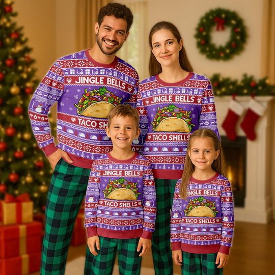 Jingle Bells Taco Shells Christmas Sweater, Merry Tacomas Christmas Sweatshirt, Taco Xmas Holiday Shirt, Christmas Gift For Men Women