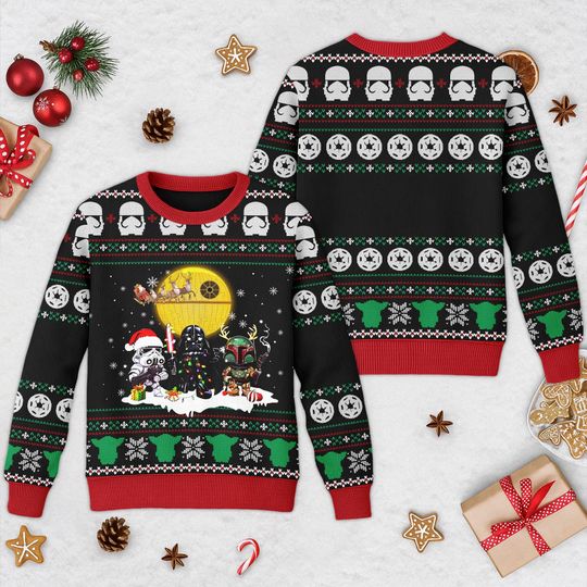 Discover Star Wars Ugly Christmas Sweater, Darth Vader Santa Reindeer Xmas Sweatshirt, Marvel Christmas Gift For Men Women, Baby Yoda Ugly  Sweater