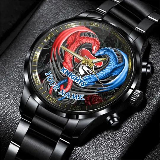 Discover Newcastle Knights NRL Personalized Black Hand Watch Gift For Fans