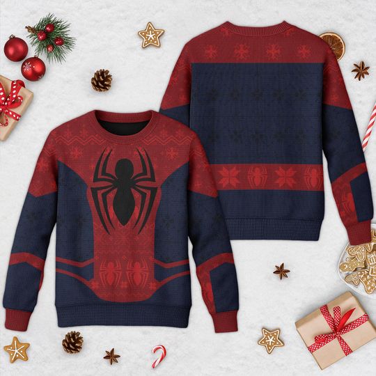 Spider-Man Christmas Ugly Sweater, Superhero Christmas Sweater, Marvel Xmas Sweatshirt, Spiderman Christmas Gift For Men Women Kid