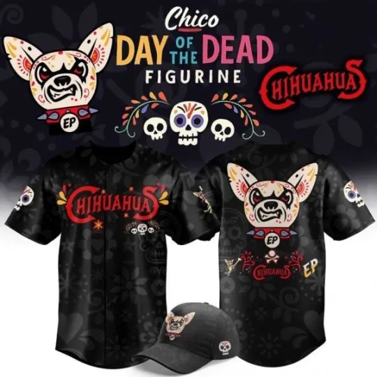 Discover El Paso Chihuahuas Día de los Muertos Baseball Jersey 2025