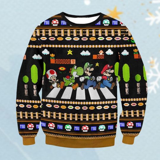 Discover Mario & Friends Holiday Sweater, Video Game Ugly Christmas Sweater