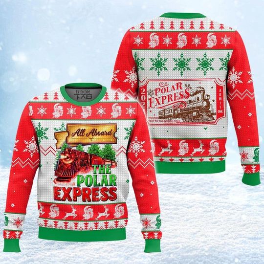 The Polar Express Christmas Ugly Sweater, North Pole Express Sweater, Christmas Train Sweater, Funny Xmas Sweatshirt, Holiday Gift
