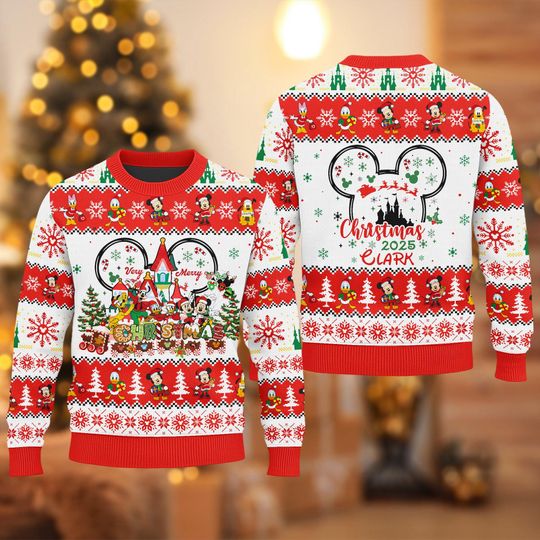 Discover Custom Disney Mickey And Friends Ugly Sweater, Disneyland Family Trip Xmas Sweatshirt, Mickey Mouse Christmas Ugly Sweater, Disney Shirt