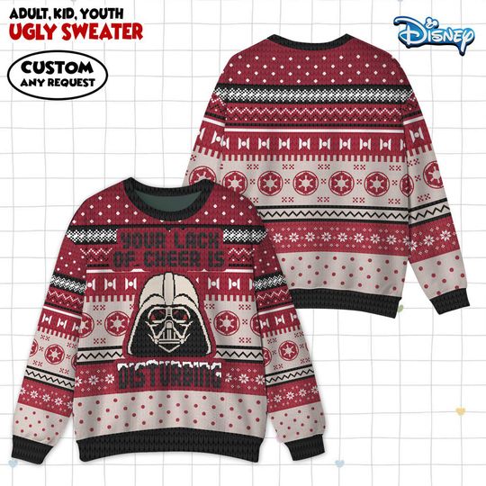 Discover Christmas Darth Vader Ugly Sweater, Star Wars Xmas Sweater, Your Lack Of Cheer Disturbing Sweater,Disney Movie Sweater Men Women