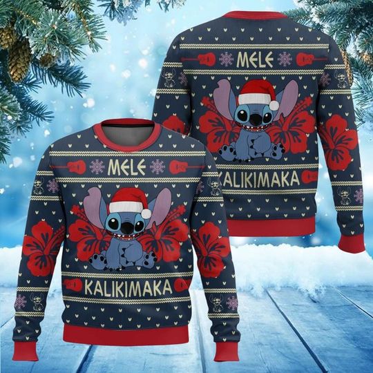 Discover Lilo & Stitch Christmas Ugly Sweater, Mele Kalikimaka Xmas Sweater, Disney Movie Holiday Sweater, Disneyland Xmas, Holiday Gift