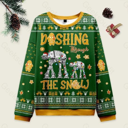 Discover StarWars AT-AT Walker Christmas Green Ugly Sweater, Disneyland Xmas Sweater, Galaxy's Edge Ugly Sweatshirt, Starwars Xmas Trendy Crewneck