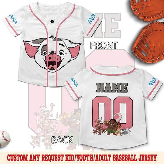 Personalized Pua And Hei Hei Kakamora Baseball Jersey