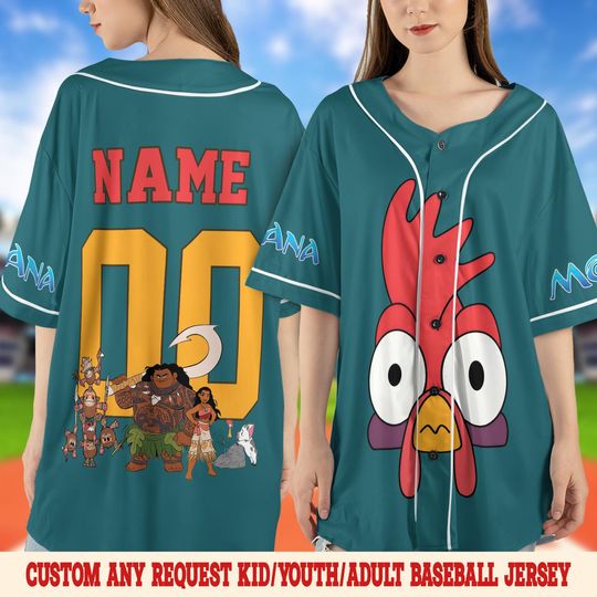 Personalized Pua And Hei Hei Kakamora Baseball Jersey