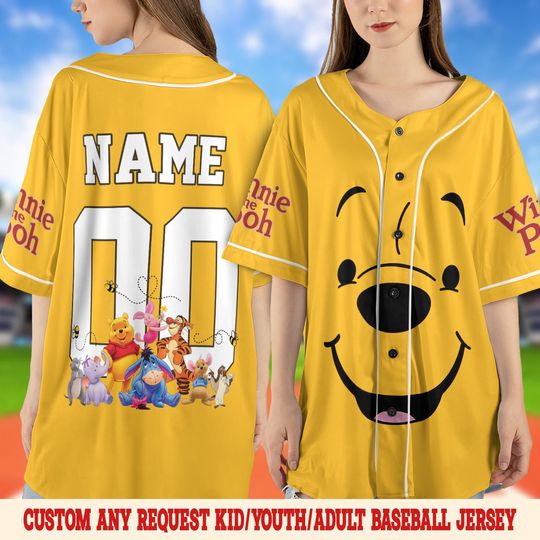 Discover Custom Disney Winnie the Pooh Baseball Jersey