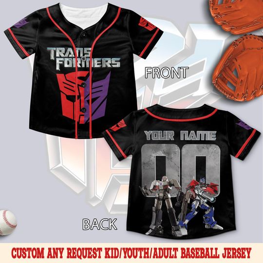 Custom Transformers Baseball Jersey Shirt, Transformers Birthday Party Jersey