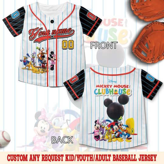 Discover Mickey Mouse Clubhouse Baseball Jersey, Custom Name Jersey