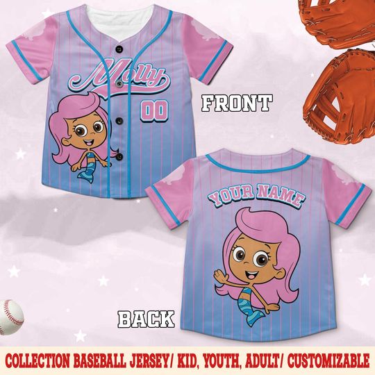 Discover Bubble Guppies Baseball Jersey  Cute Underwater Cartoon Shirt