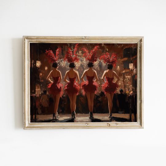 Retro Las Vegas Showgirls Print: Girly TLOAS Room Decor, Preppy & Funky TS Poster