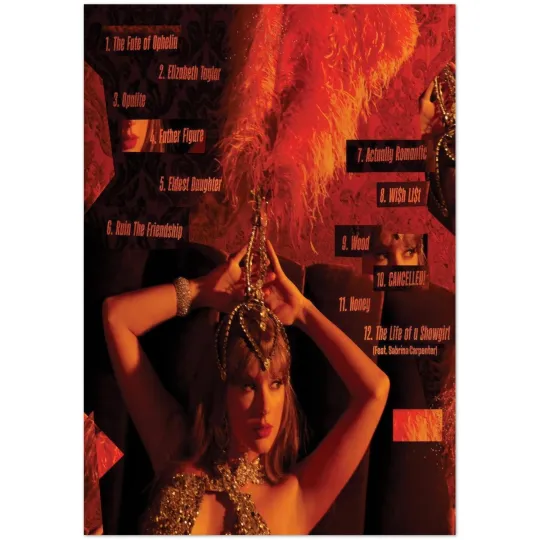 Discover Showgirl Theme Music Poster with Song Titles