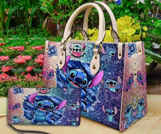 Discover Personalized Stitch Cartoon Leather Bag Handbag, Stitch  Woman Purse, Stitch  Lovers Handbag, Custom Leather Bag, Women Crossbody Bag