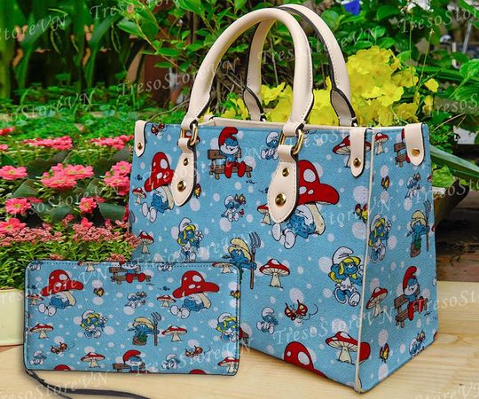 Discover The Smuurfs Cartoon Leather Bag Handbag, he Smuurfs Lovers Handbag , Women Crossbody Bag