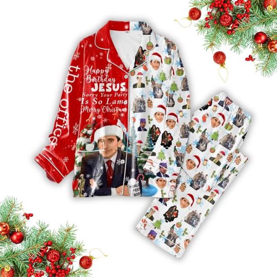 Discover Michael Scott The Office Christmas Pajama Set, Birthday Jesus & Holiday TV Series Sleepwear