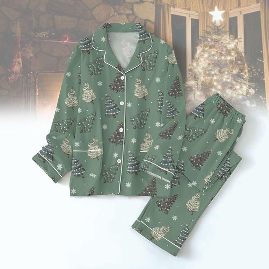 Discover Christmas Tree Pajamas, Holiday Long Sleeve Pajamas, Cute Xmas Pajamas, Holiday Gift For Family