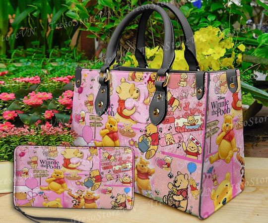 Discover Personalized Winnie The Pooh Cartoon Leather Bag Handbag,Pooh Lovers Handbag,Women Crossbody Bag