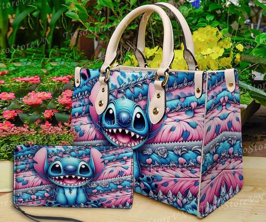Discover Personalized Stitch Cartoon Leather Bag Handbag, Stitch  Woman Purse, Stitch  Lovers Handbag, Custom Leather Bag, Women Crossbody Bag