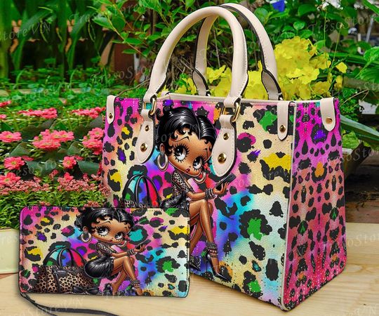 Discover Betty Boop Cartoon Women Leather Handbag,Betty Boop Wallet,Betty Boop Lover's Handbag,Custom Leather Bag,Personalized Bag, Gift For Mom.