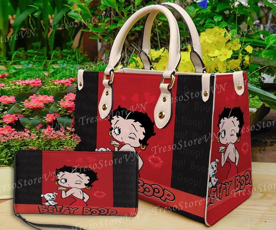 Discover Betty Boop Cartoon Women Leather Handbag,Betty Boop Wallet,Betty Boop Lover's Handbag,Custom Leather Bag,Personalized Bag, Gift For Mom.