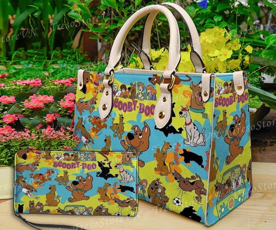 Discover Scooby doo Cartoon Women Leather Handbag, Scooby doo Wallet, Scooby doo Lover's Handbag, Custom Leather Bag, Personalized Bag, Gift For Mom.