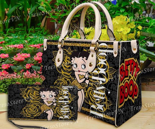 Discover Betty Boop Cartoon Women Leather Handbag,Betty Boop Wallet,Betty Boop Lover's Handbag,Custom Leather Bag,Personalized Bag, Gift For Mom.