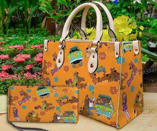 Discover Scooby doo Cartoon Women Leather Handbag, Scooby doo Wallet, Scooby doo Lover's Handbag, Custom Leather Bag, Personalized Bag, Gift For Mom.